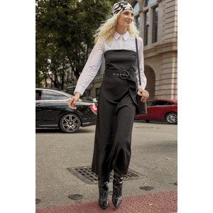 Trendyol Black Belted Undershirt Detailed Woven Dress