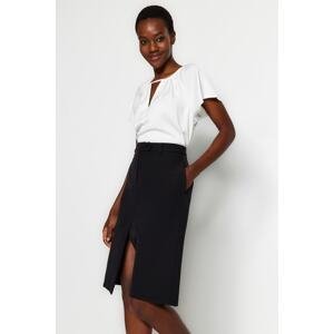 Trendyol Black Pencil Slit Detailed Midi Woven Skirt