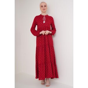 Bigdart 1627 Collar, Lace-up Hijab Dress - Claret Red