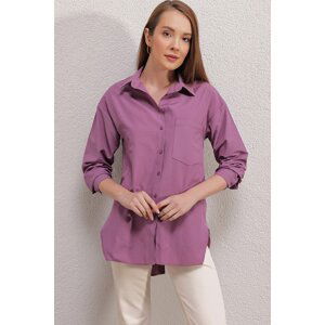 Bigdart 3952 Buttoned Back Boyfriend Shirt - Dark Lilac