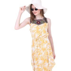 Bigdart 1512 Yellow Front Embroidered Dress