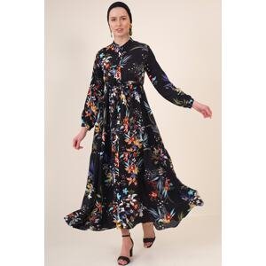 Bigdart 2144 Black Patterned Collar Hijab Dress