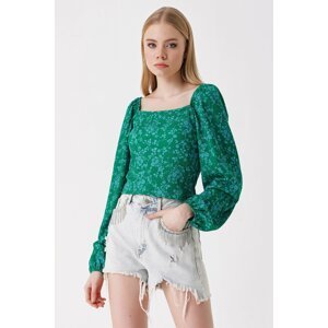 Bigdart 0465 Balloon Sleeve Knitted Blouse - Y.green