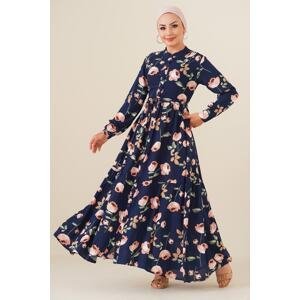 Bigdart 2144 Magnificent Collar Hijab Dress - D.dark blue