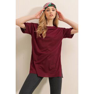 Bigdart 4123 Slit Oversized T-Shirt - Plum