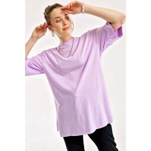 Bigdart 4123 Slit Oversized T-Shirt - Lilac