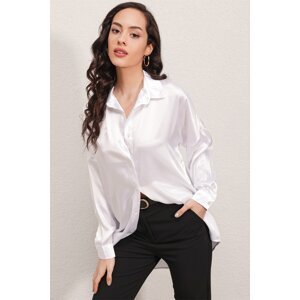 Bigdart 3985 Oversize Satin Shirt - White