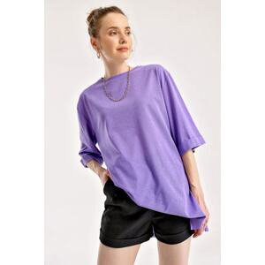 Bigdart 4123 Slit Oversize T-Shirt - Purple