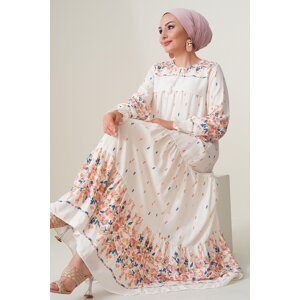 Bigdart 2175 Patterned Hijab Dress - Ecru