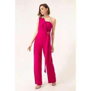 Lafaba Women's Plum One-Shoulder Jewelery Evening Dress Overalls