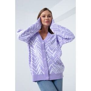 Lafaba Women's Lilac Zigzag Pattern Knitwear Cardigan