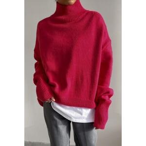 Madmext Mad Girls Pink Turtleneck Sweater