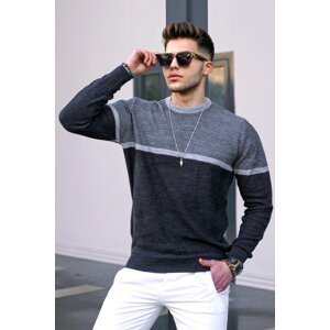 Madmext Anthracite Color Block Men's Sweater 4734