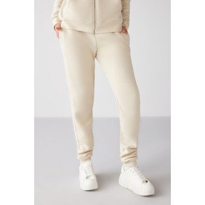 GRIMELANGE Marıtza Women's Regular Fit Vanilla Sweatpants with Elastic Waist and Legs and Fleece Inside