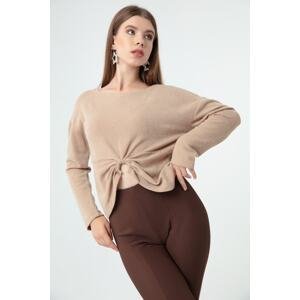 Lafaba Women's Beige Accessory Detailed Knitted Sweater