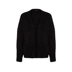 Trendyol Black Wide Fit Soft Textured Pocket Detail Knitwear Cardigan