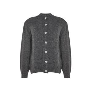 Trendyol Curve Antracitový knoflík se zapínáním na knoflíky Cardigan