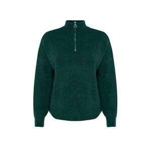 Trendyol Curve Green Zipper Closure Knitwear Sweater