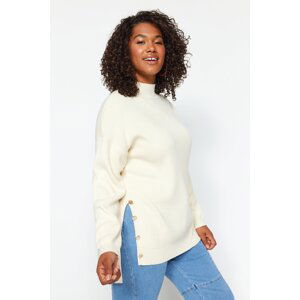 Trendyol Curve Cream Button Detailed Turtleneck Knitwear Sweater