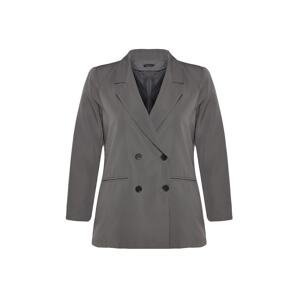 Trendyol Curve Gray Double Breasted Closure Lined Blazer Jacket