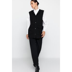 Trendyol Black Pocket Detailed Scuba Crepe Vest Trousers Two Piece Set