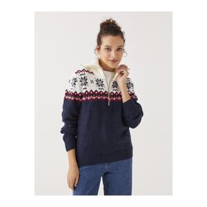 LC Waikiki Women's High Neck Christmas Theme Long Sleeve Knitwear Sweater