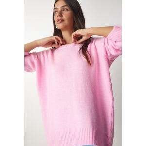 Happiness İstanbul Women's Candy Pink Oversize Knitwear Sweater
