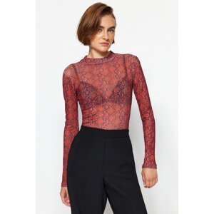 Trendyol Tile Slim Special Textured High Collar Flexible Knitted Blouse