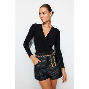 Trendyol Black Tassel Knitted Bodysuit