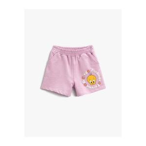 Koton Tweety Printed Shorts Licensed Cotton with Elastic Waist