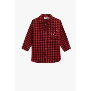 Koton Girls Red Plaid Shirt