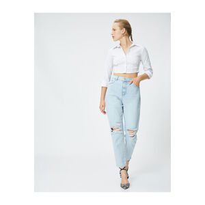 Koton Ripped Jeans Slightly Skinny Leg - Mom Jeans