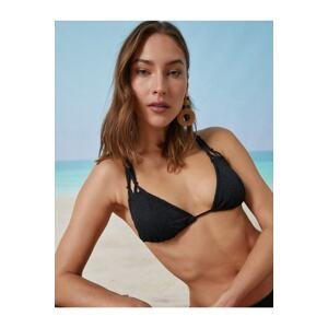 Koton Triangle Bikini Top with Strap Detail and Embroidered