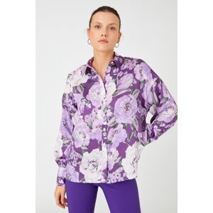 Koton Women's Purple Patterned Shirt