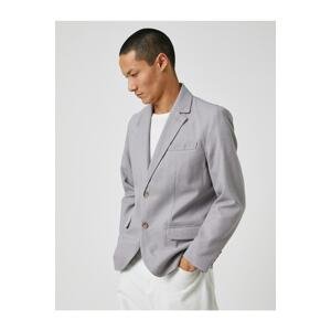 Koton Basic Blazer Jacket Wide Collar Buttoned Pocket Detailed