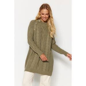 Trendyol Khaki Accessory Detailed Hair Braided Knitwear Sweater