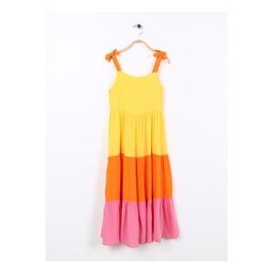 Koton Girls' Plain Yellow Standard Dress 3skg80020aw