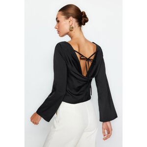 Trendyol Black Back Detailed Satin Woven Blouse