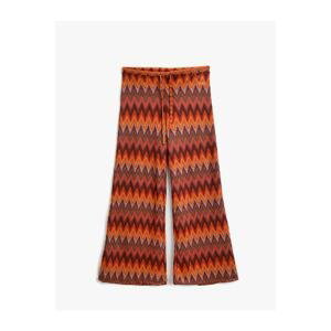 Koton Wide Leg Trousers with Textured Tie Waist