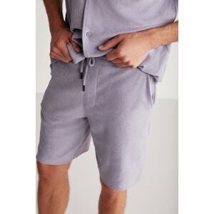 GRIMELANGE Tylor Men's Regular Fit Terry Fabric Purple Shorts
