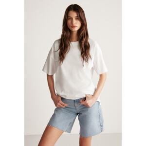 GRIMELANGE Jemmy Women's Relaxed Fit Crew Neck 100% Cotton Basic White T-shirt