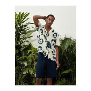 Koton Floral Printed Shirt Short Sleeve Turndown Collar Cotton