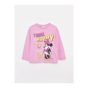 LC Waikiki Crew Neck Mickey Mouse Printed Long Sleeve Baby Girl T-Shirt