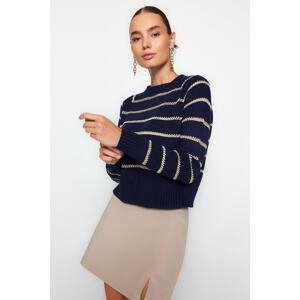Trendyol Navy Blue Silvery Striped Knitwear Sweater