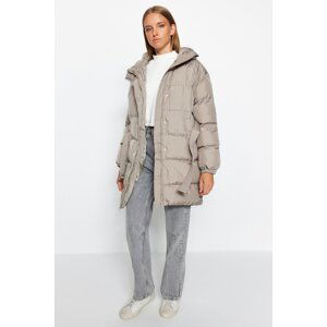 Trendyol Mink Oversize Long Inflatable Coat with Arched Hood and Water Repellent
