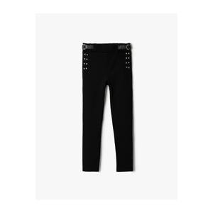 Koton Belt Detailed Skinny Leg Trousers with Staple Detail and Elastic Waist