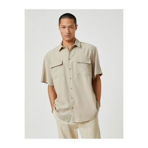 Koton Basic Shirt Classic Cuff Collar Short Sleeve Pocket Detailed