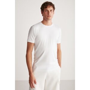 GRIMELANGE Chad Men's Slim Fit Ultra Flexible White T-shirt