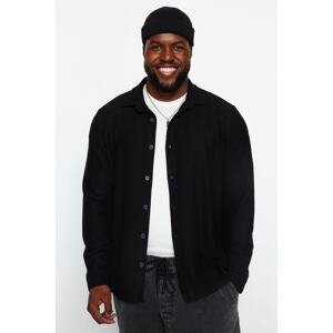 Trendyol Black Men's Regular Fit Button-Up Collar Knitted Shirt