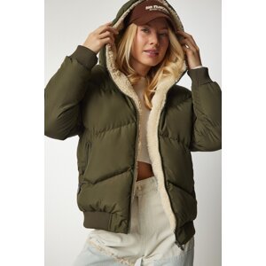 Happiness İstanbul Women's Khaki Hooded Puffer Coat